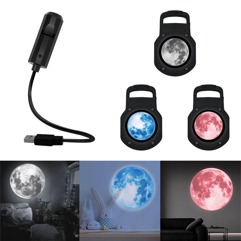 MyGalaxyGlow™ Three-color moon- atmosphere light, LED starry sky projection light, USB interface electronic light