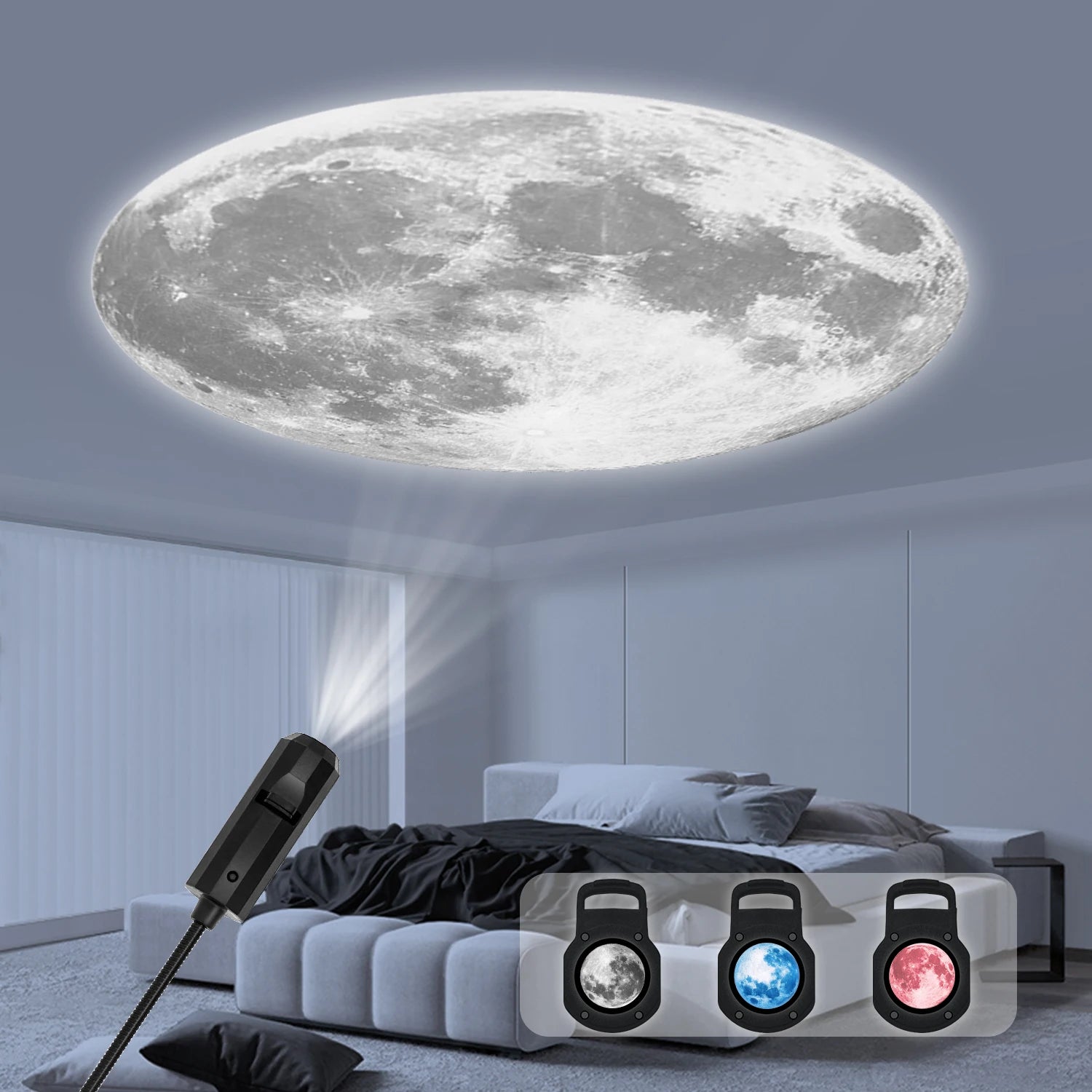 MyGalaxyGlow™ Three-color moon- atmosphere light, LED starry sky projection light, USB interface electronic light