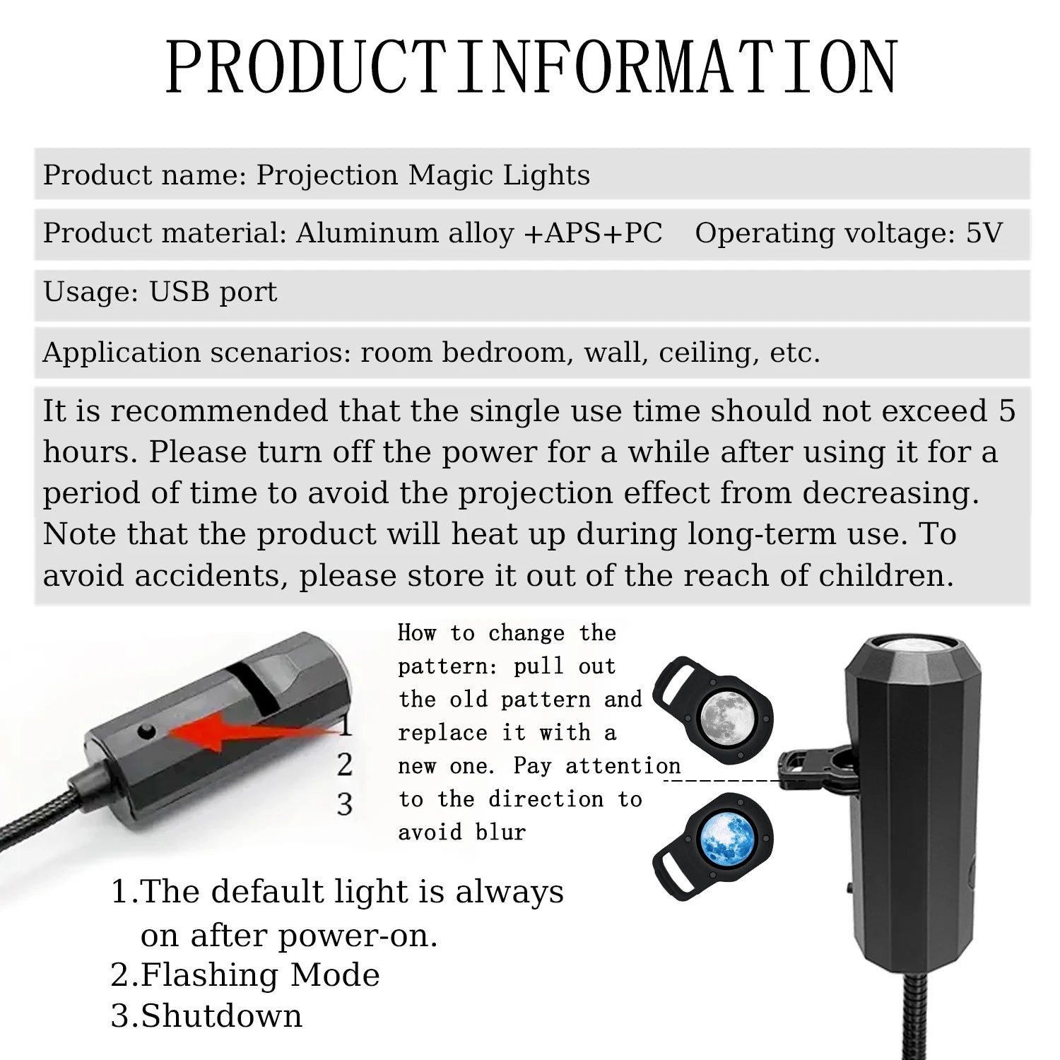 MyGalaxyGlow™ Three-color moon- atmosphere light, LED starry sky projection light, USB interface electronic light